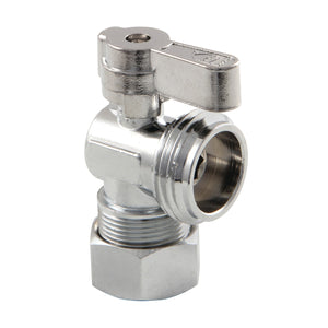 KF1200 5/8-Inch OD Comp x 3/4-Inch Hose Thread Quarter-Turn Angle Stop Valve, Polished Chrome