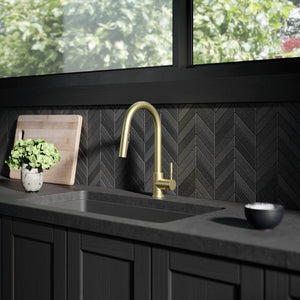 ZLINE Gemini Pull Down Single Handle Kitchen Faucet in Champagne Bronze (GEM-KF-CB)
