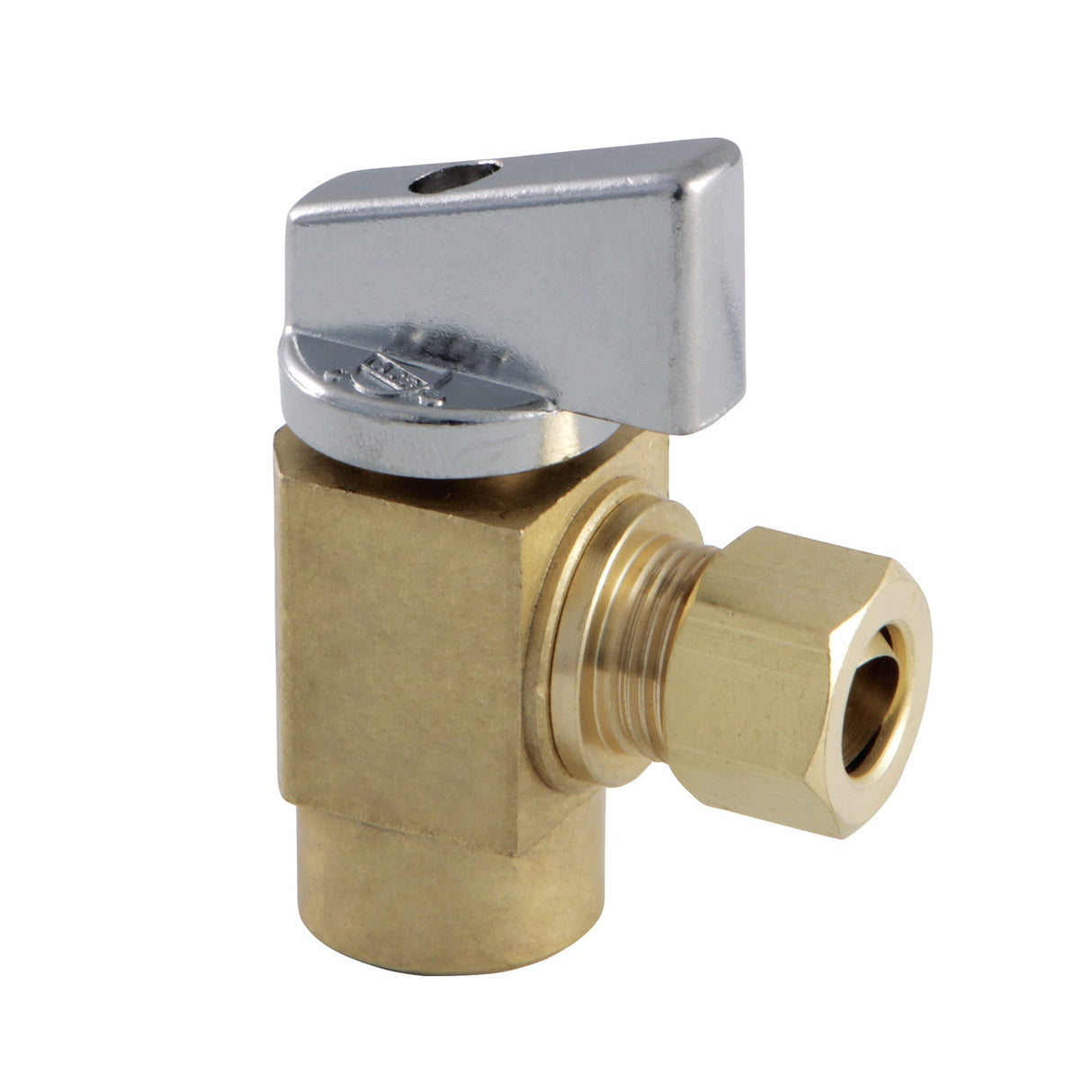 Columbia KF33104CTL 3/8-Inch FIP x 3/8-Inch OD Comp Quarter-Turn Angle Stop Valve, Raw Brass