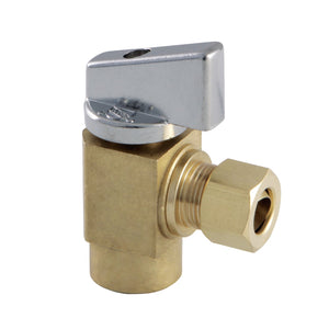 Columbia KF33104CTL 3/8-Inch FIP x 3/8-Inch OD Comp Quarter-Turn Angle Stop Valve, Raw Brass