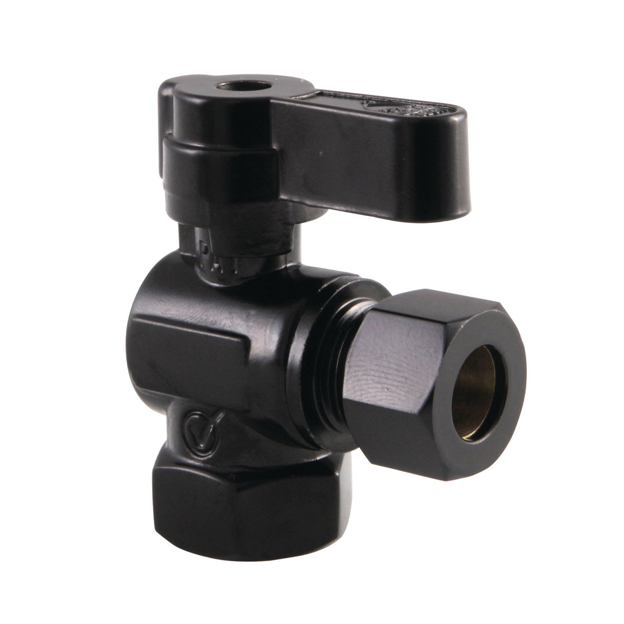 KF3310MB 3/8-Inch FIP x 3/8-Inch OD Comp Quarter-Turn Angle Stop Valve, Matte Black