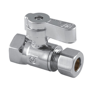 KF3315 3/8-Inch FIP x 3/8-Inch OD Comp Quarter-Turn Straight Stop Valve, Polished Chrome