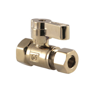 KF3315PB 3/8-Inch FIP x 3/8-Inch OD Comp Quarter-Turn Straight Stop Valve, Polished Brass