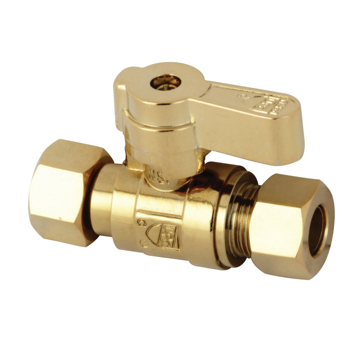 KF3330PB 3/8-Inch Sweat x 3/8-Inch OD Comp Quarter-Turn Straight Stop Valve, Polished Brass