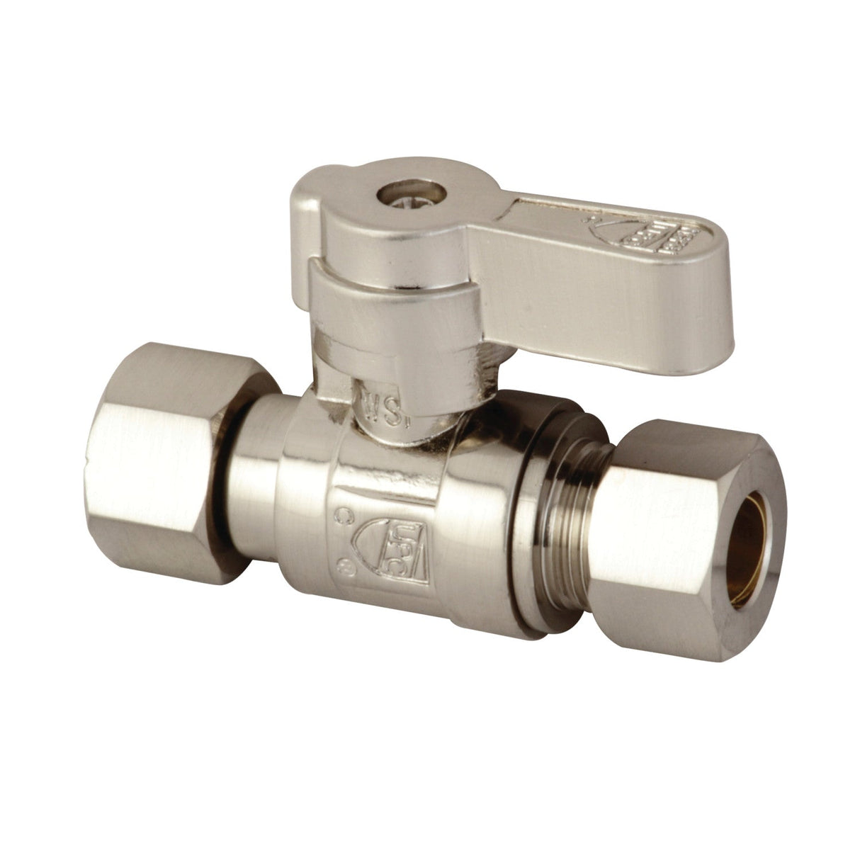 KF3330SN 3/8-Inch Sweat x 3/8-Inch OD Comp Quarter-Turn Straight Stop Valve, Brushed Nickel