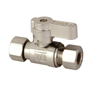KF3330SN 3/8-Inch Sweat x 3/8-Inch OD Comp Quarter-Turn Straight Stop Valve, Brushed Nickel
