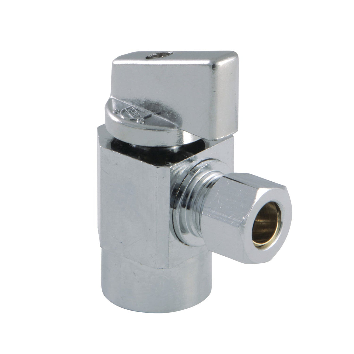 Columbia KF43101CTL 1/2-Inch FIP x 3/8-Inch OD Comp Quarter-Turn Angle Stop Valve, Polished Chrome