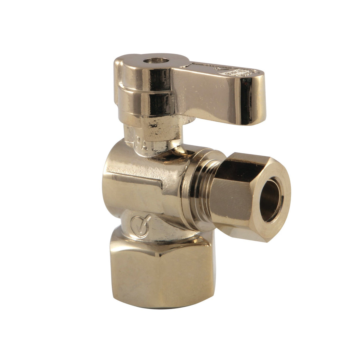 Baseline KF4310PB 1/2-Inch FIP x 3/8-Inch OD Comp Quarter-Turn Angle Stop Valve, Polished Brass