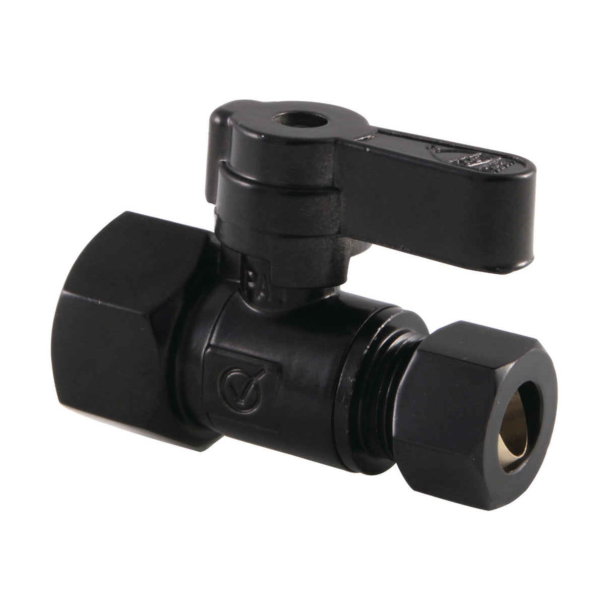 KF4315MB 1/2-Inch FIP x 3/8-Inch OD Comp Quarter-Turn Straight Stop Valve, Matte Black
