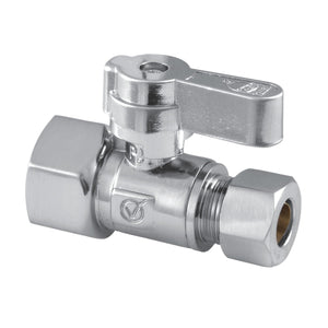 KF4315 1/2-Inch FIP x 3/8-Inch OD Comp Quarter-Turn Straight Stop Valve, Polished Chrome