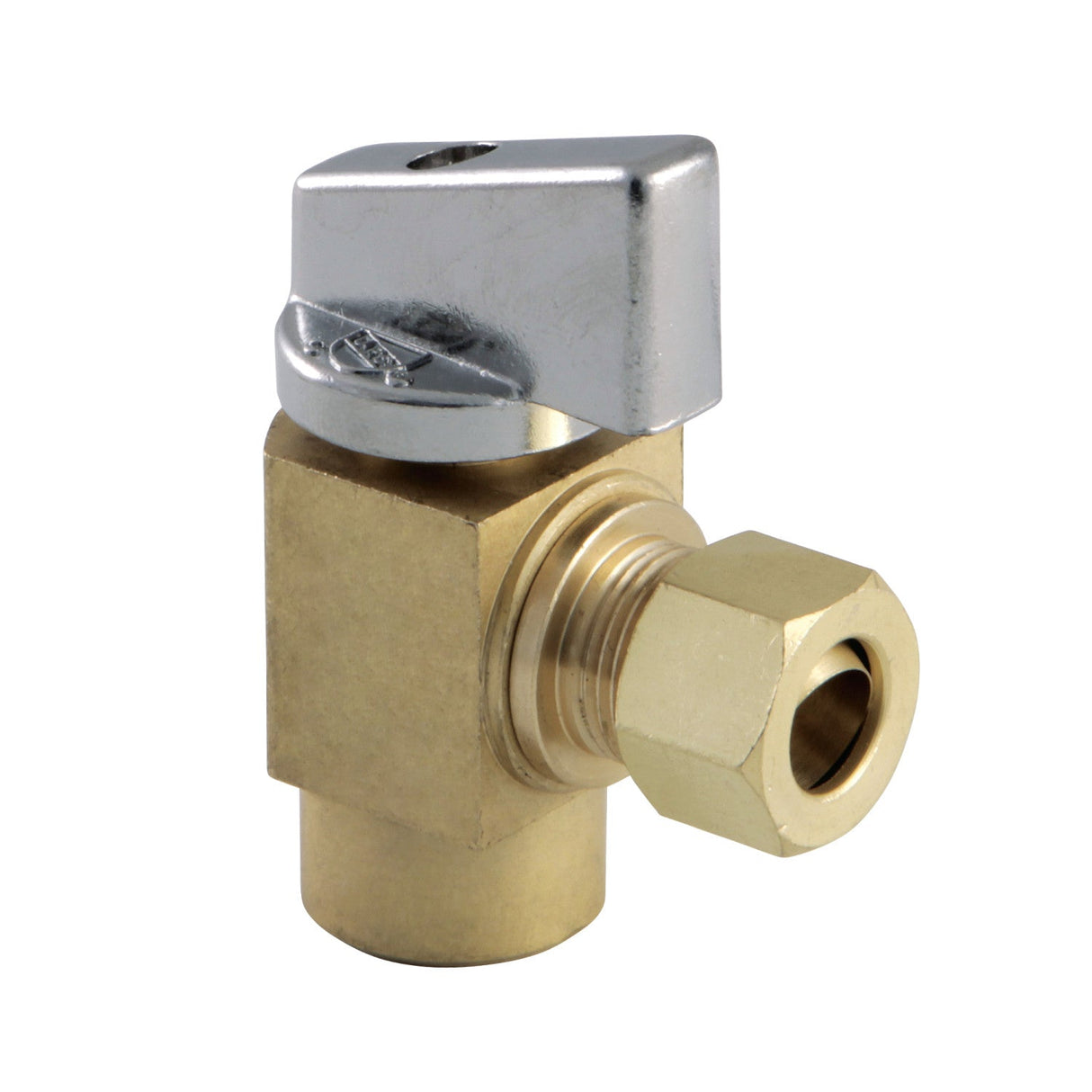 Columbia KF43204CTL 1/2-Inch Sweat x 3/8-Inch OD Comp Quarter-Turn Angle Stop Valve, Raw Brass