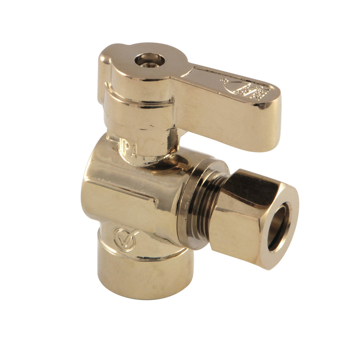 Baseline KF4320PB 1/2-Inch Sweat x 3/8-Inch OD Comp Quarter-Turn Angle Stop Valve, Polished Brass