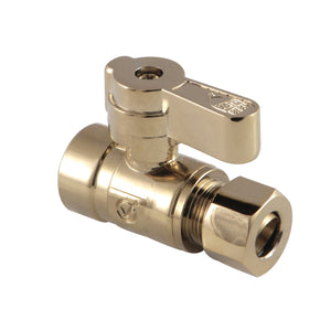 KF4325PB 1/2-Inch Sweat x 3/8-Inch OD Comp Quarter-Turn Straight Stop Valve, Polished Brass