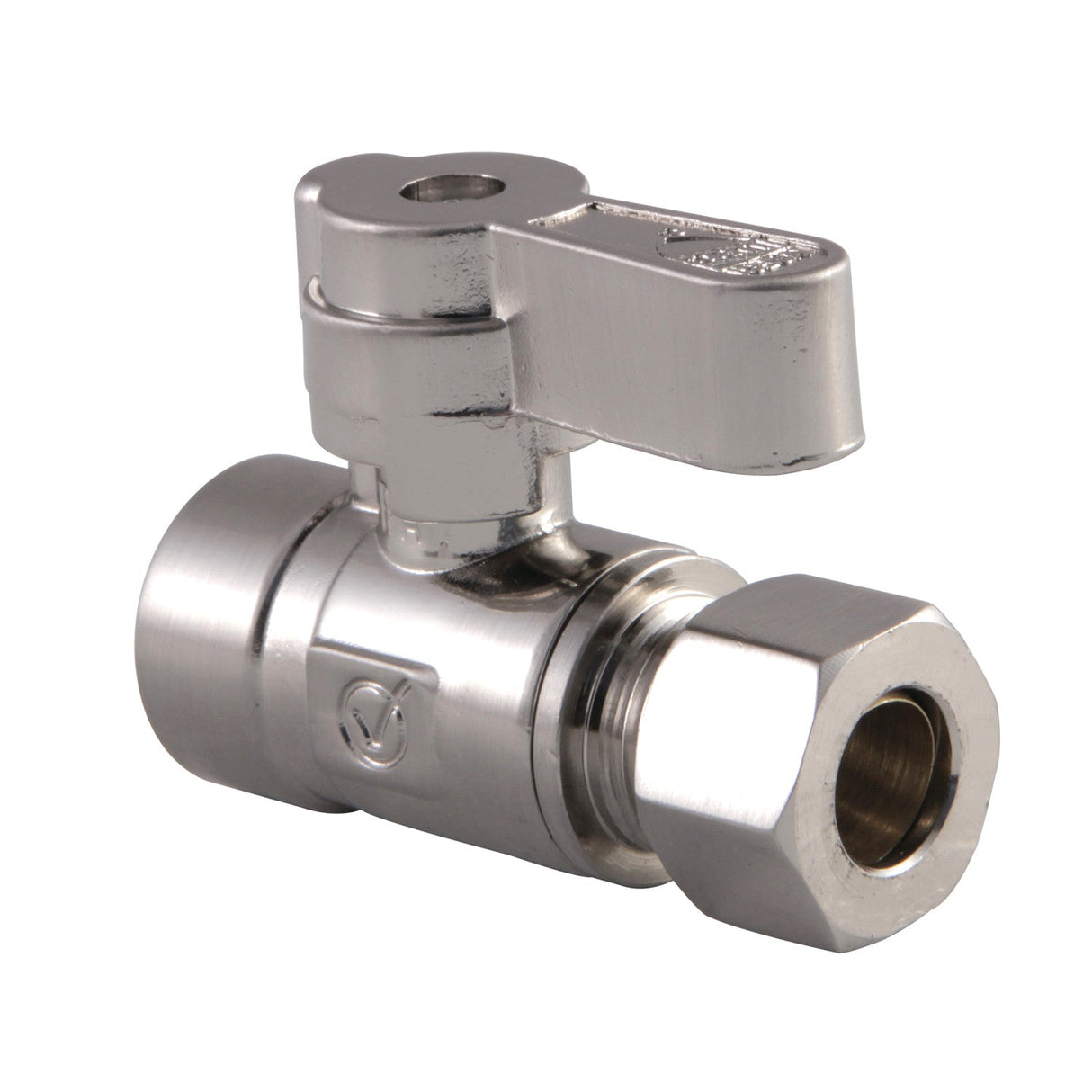 KF4325SN 1/2-Inch Sweat x 3/8-Inch OD Comp Quarter-Turn Straight Stop Valve, Brushed Nickel