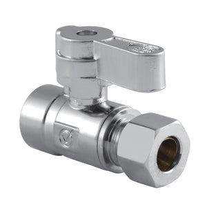 KF4325 1/2-Inch Sweat x 3/8-Inch OD Comp Quarter-Turn Straight Stop Valve, Polished Chrome