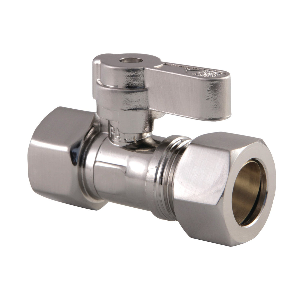 KF4515SN 1/2-Inch FIP x 5/8-Inch OD Comp Quarter-Turn Straight Stop Valve, Brushed Nickel