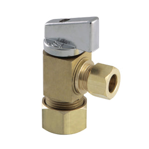 Columbia KF53304CTL 5/8-Inch OD Comp x 3/8-Inch OD Comp Quarter-Turn Angle Stop Valve, Raw Brass