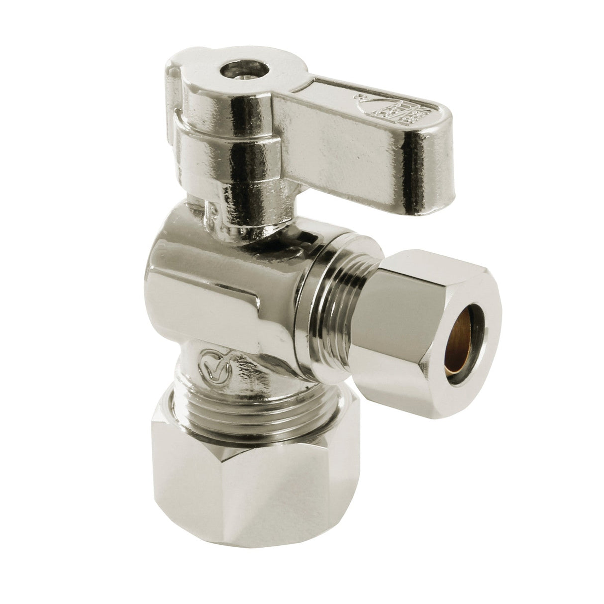 Baseline KF5330PN 5/8-Inch OD Comp x 3/8-Inch OD Comp Quarter-Turn Angle Stop Valve, Polished Nickel