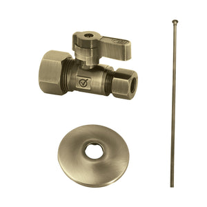Trimscape KF53353TKF20 Toilet Supply Kit, 5/8" OD x 3/8" OD Comp Straight Valve, Antique Brass