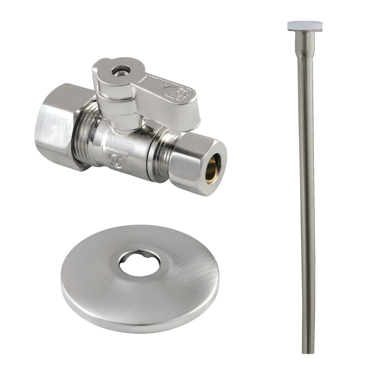 Trimscape KF53358TKF20 Toilet Supply Kit, 5/8" OD x 3/8" OD Comp Straight Valve, Brushed Nickel