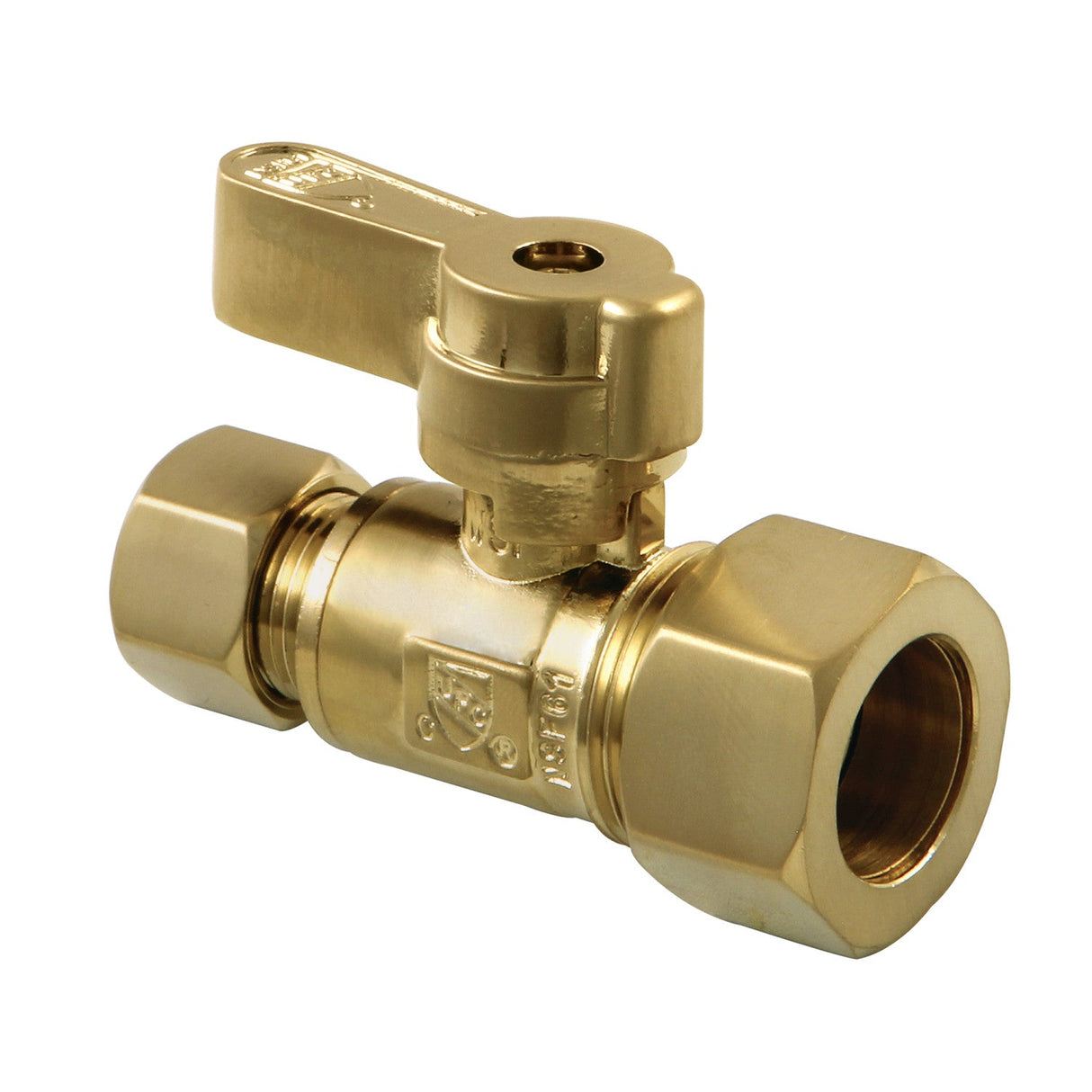 Baseline KF5335BB 5/8-Inch OD Comp x 3/8-Inch OD Comp Quarter-Turn Straight Stop Valve, Brushed Brass