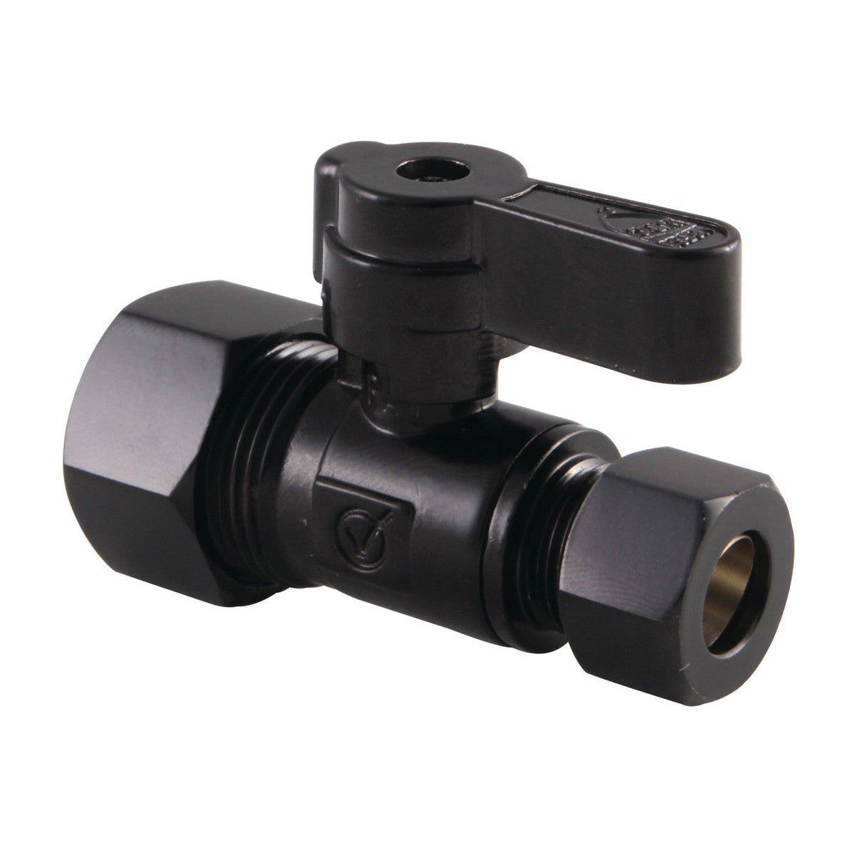 Baseline KF5335MB 5/8-Inch OD Comp x 3/8-Inch OD Comp Quarter-Turn Straight Stop Valve, Matte Black