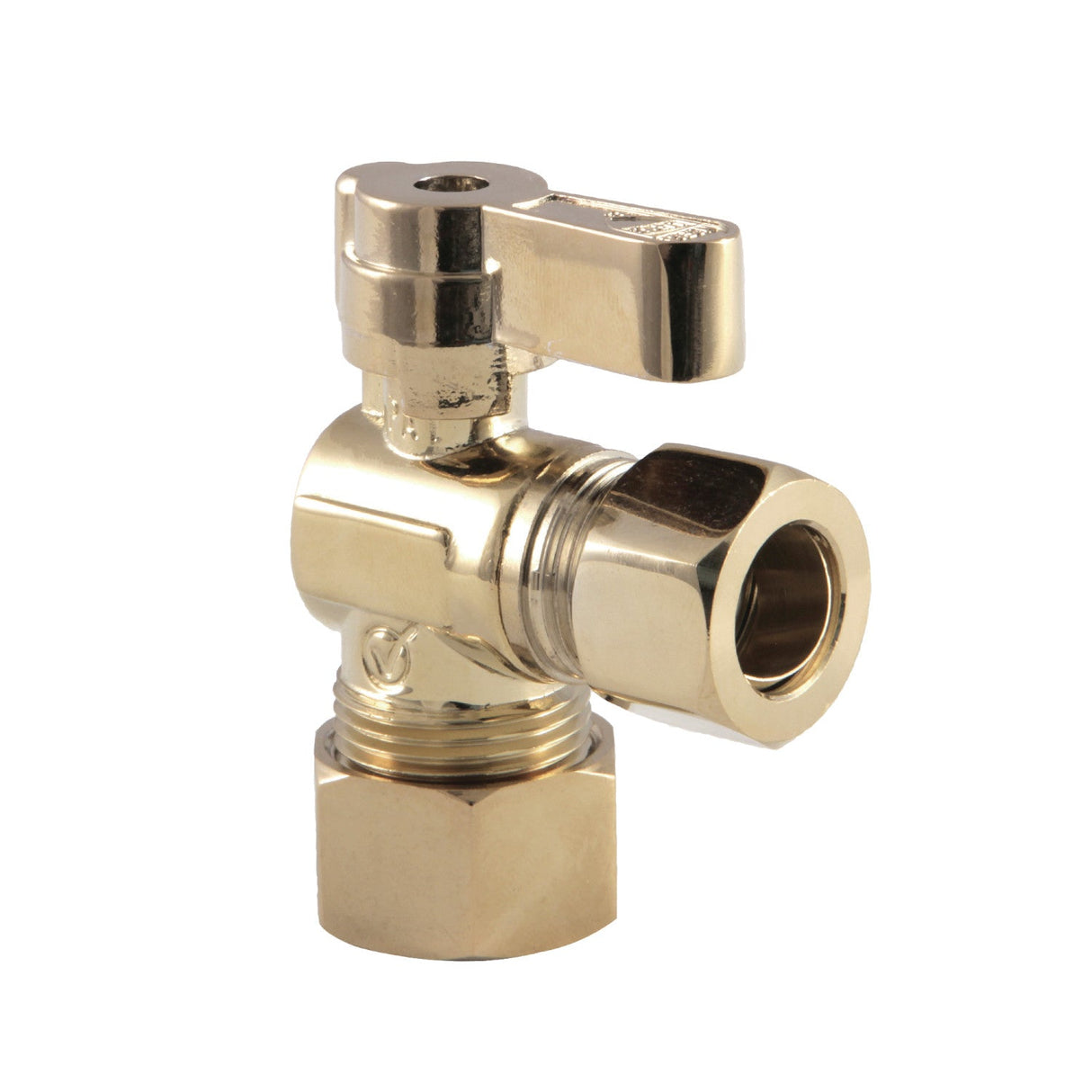 KF5440PB 5/8-Inch OD Comp x 1/2-Inch OD Comp Quarter-Turn Angle Stop Valve, Polished Brass
