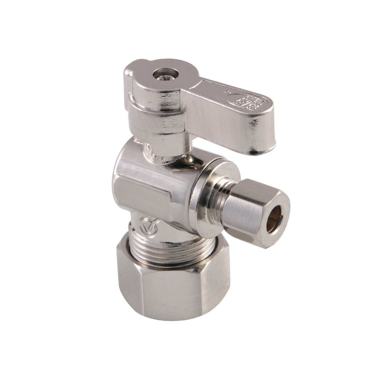 KF5814SN 5/8-Inch OD Comp x 1/4-Inch OD Comp Quarter-Turn Angle Stop Valve, Brushed Nickel