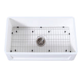 Arcticstone KGKFA301810SQ 30-Inch Solid Surface White Stone Apron-Front Single Bowl Farmhouse Kitchen Sink, Matte White/Brushed