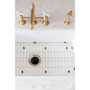 Arcticstone KGKFA331810BC 33-Inch Solid Surface White Stone Apron-Front Single Bowl Farmhouse Kitchen Sink, Matte White/Brushed