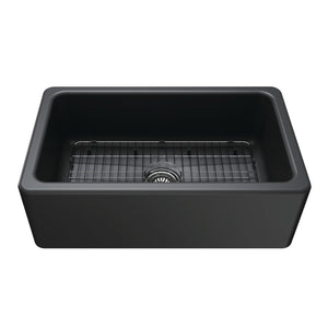 Traditional KGPF311910KBC 30-Inch Fireclay Farmhouse Kitchen Sink, Matte Black