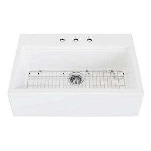 Traditional KGPF342410Y38E 34-Inch Fireclay Farmhouse Kitchen Sink, Glossy White