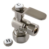 Whitaker KL5330BN 5/8-Inch OD Comp x 3/8-Inch OD Comp Quarter-Turn Angle Stop Valve, Brushed Nickel