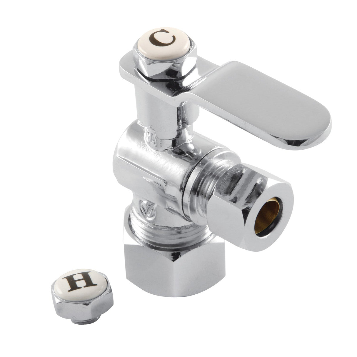 Whitaker KL5330CP 5/8-Inch OD Comp x 3/8-Inch OD Comp Quarter-Turn Angle Stop Valve, Polished Chrome