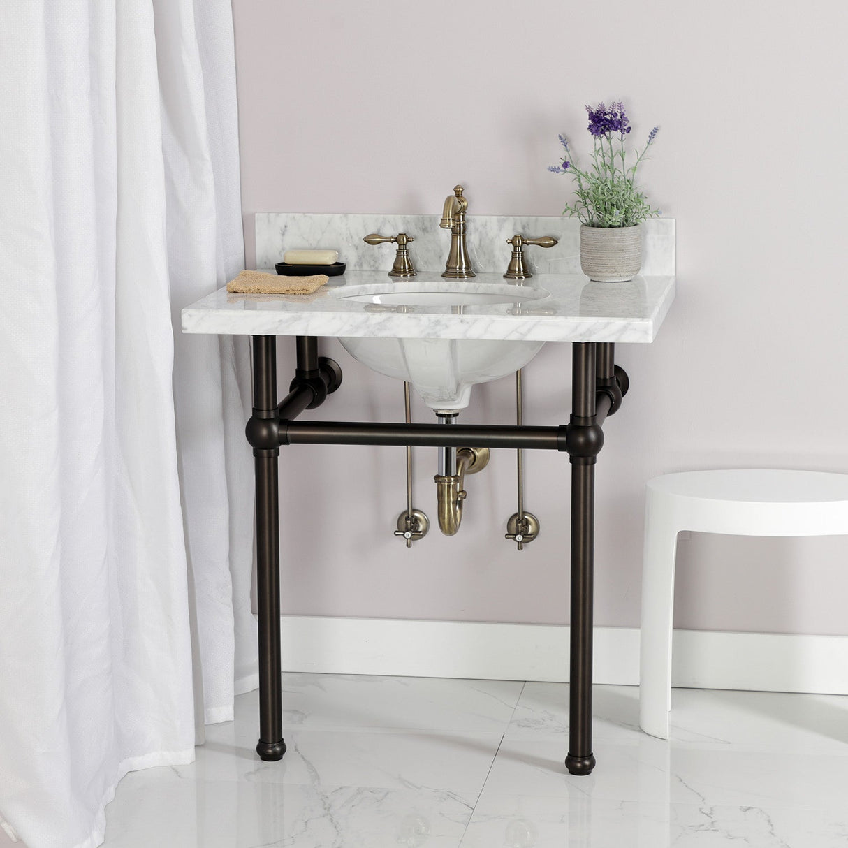 Trimscape KPK103P Traditional Plumbing Supply Kit Combo with P-Trap, Antique Brass