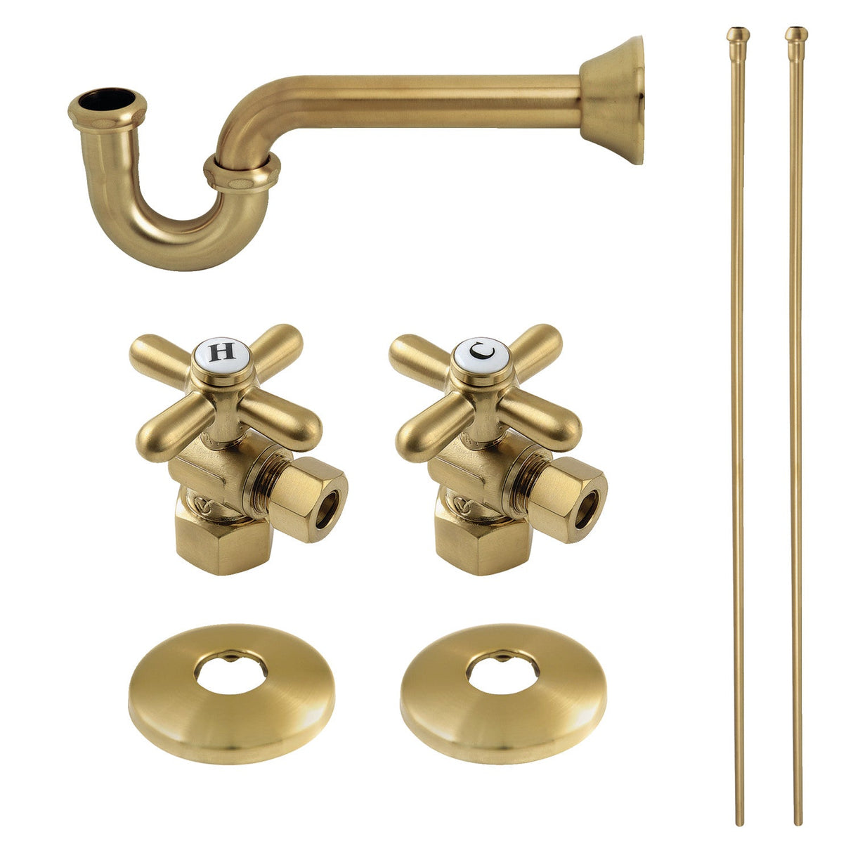 Trimscape KPK107P Traditional Plumbing Supply Kit Combo with P-Trap, Brushed Brass