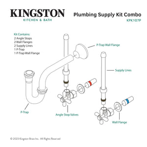 Trimscape KPK107P Traditional Plumbing Supply Kit Combo with P-Trap, Brushed Brass