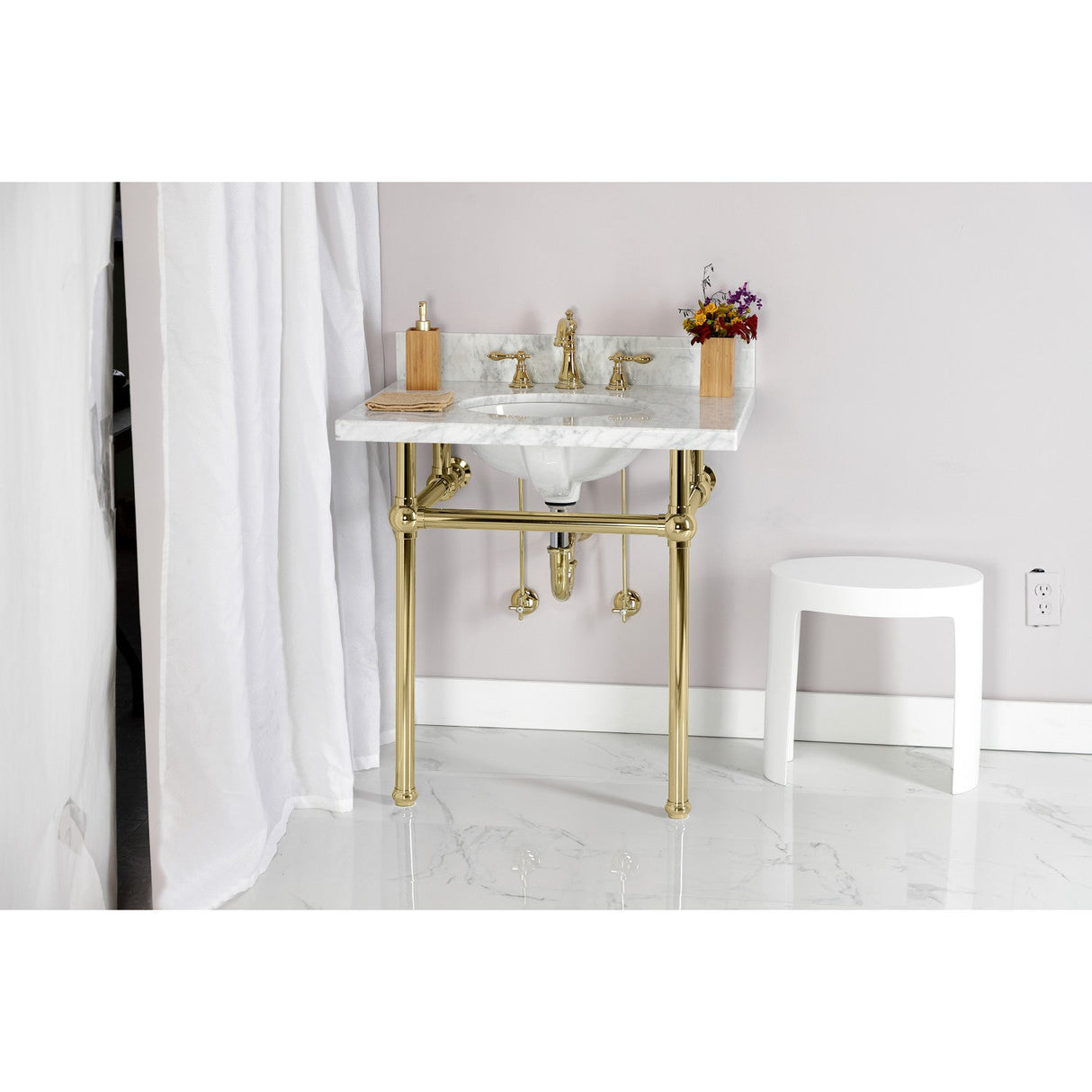 Gourmet Scape™ KPK202 Traditional Plumbing Supply Kit Combo with 1-1/2" P-Trap, Polished Brass