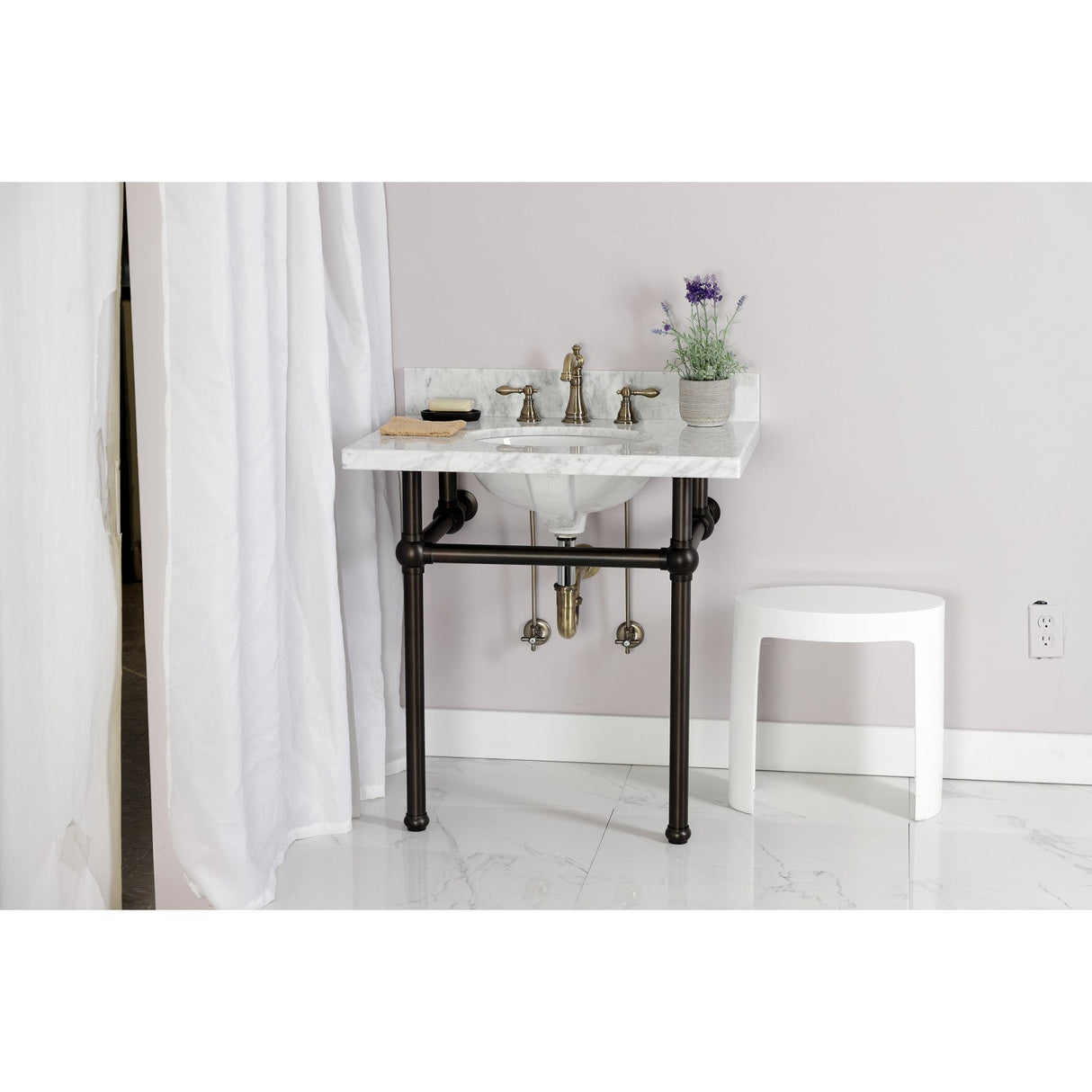 Gourmet Scape™ KPK203 Traditional Plumbing Supply Kit Combo with 1-1/2" P-Trap, Antique Brass