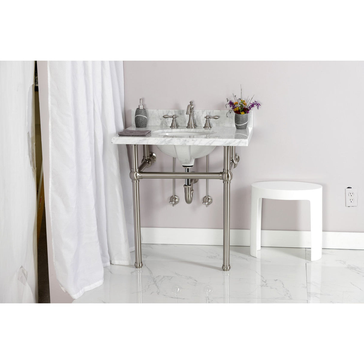 Gourmet Scape™ KPK208 Traditional Plumbing Supply Kit Combo with 1-1/2" P-Trap, Brushed Nickel