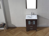 Virtu USA Dior 24" Single Bath Vanity with White Ceramic Top and Integrated Square Sink with Matching Mirror