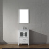 Virtu USA Dior 24" Single Bath Vanity with White Ceramic Top and Integrated Square Sink with Matching Mirror