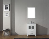 Virtu USA Dior 24" Single Bath Vanity with White Ceramic Top and Integrated Square Sink with Matching Mirror