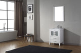 Virtu USA Dior 24" Single Bath Vanity with White Ceramic Top and Integrated Square Sink with Matching Mirror