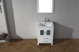 Virtu USA Dior 24" Single Bath Vanity with White Ceramic Top and Integrated Square Sink with Matching Mirror