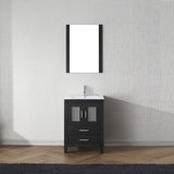 Virtu USA Dior 24" Single Bath Vanity with White Ceramic Top and Integrated Square Sink with Matching Mirror