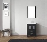 Virtu USA Dior 24" Single Bath Vanity with White Ceramic Top and Integrated Square Sink with Matching Mirror