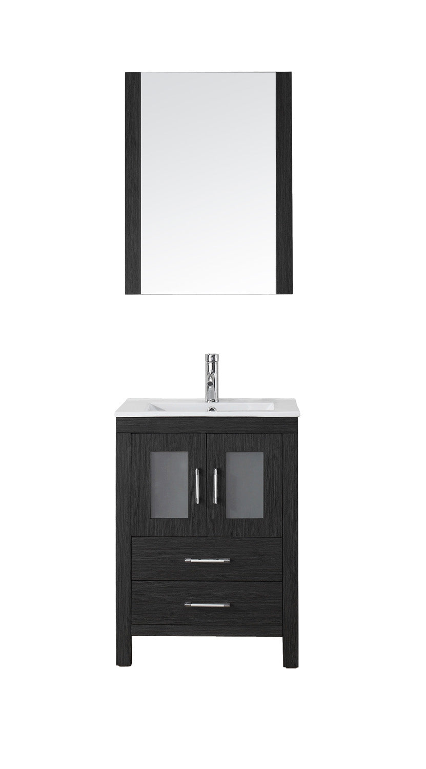 Virtu USA Dior 24" Single Bath Vanity with Slim White Ceramic Top and Square Sink with Polished Chrome Faucet and Mirror - Luxe Bathroom Vanities Luxury Bathroom Fixtures Bathroom Furniture