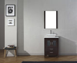 Virtu USA Dior 24" Single Bath Vanity with White Engineered Stone Top and Square Sink with Brushed Nickel Faucet with Matching Mirror