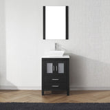 Virtu USA Dior 24" Single Bath Vanity with White Engineered Stone Top and Square Sink with Brushed Nickel Faucet with Matching Mirror